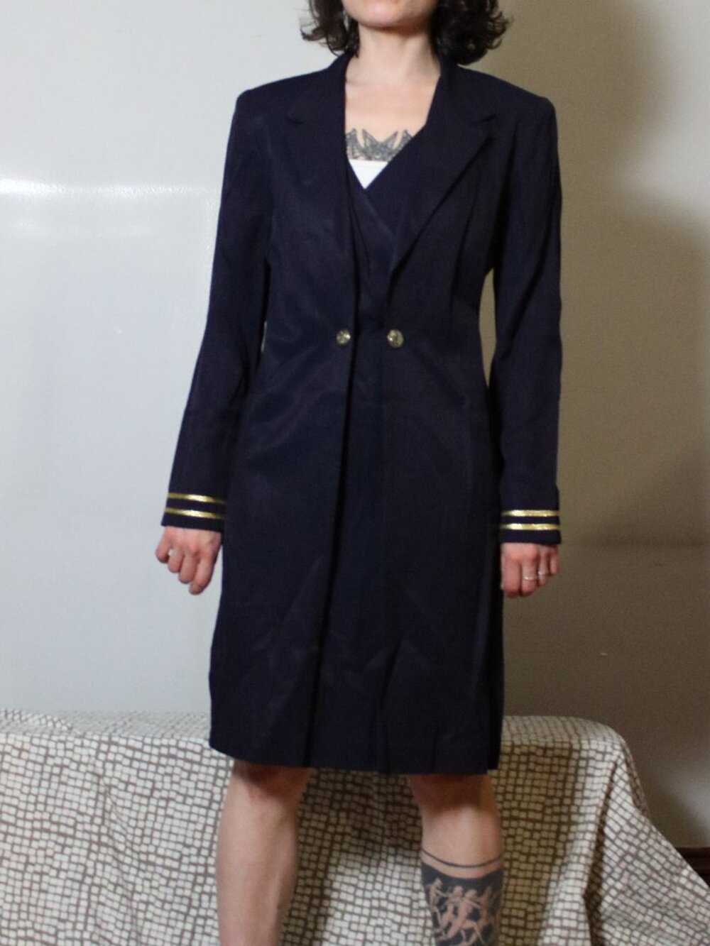 Vintage 80s/90s Jessica Howard Petites Navy Blue Suit Dress Size 4
